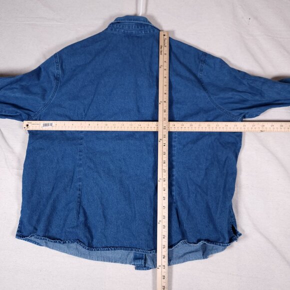 Country Store Floral Embroidered Blue Denim Shirt Womens 2X Long Sleeve Boho - Picture 4 of 16